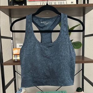 Beyond Yoga First Class Blue Racerback Cropped Tank Top Size M